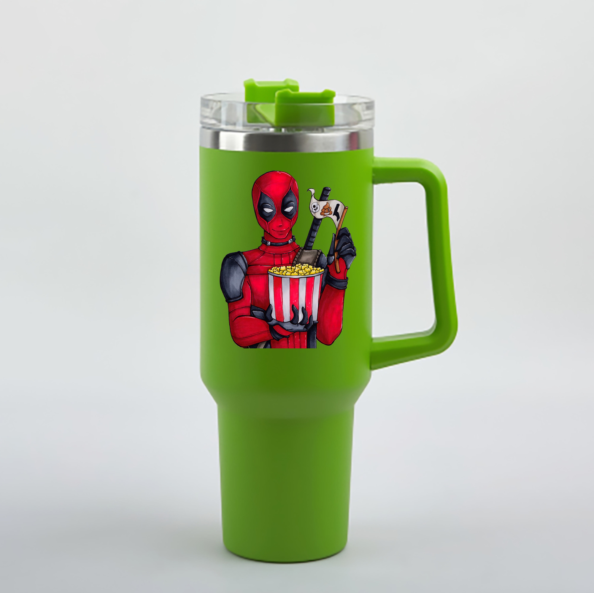 （画像用） Deadpool デッドプール 1200mL車用タンブラー - クリスタルステッカー（プラスチックストロー付き）